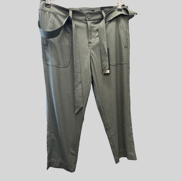 Liverpool Crop Pants Green Belted Slash Pockets Faux Back Pockets Womens 28/6 - Picture 13 of 14